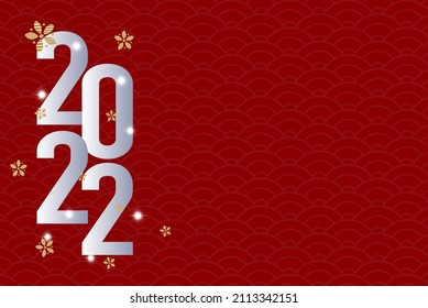 CNY banner template with cute tigers playing around red gift boxes. 2022 Chinese zodiac sign tiger. Translation: Happy Chinese new year