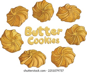 CNY butter cookies isolated on white background.