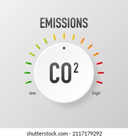 Emisiones de Co 2 en forma plana sobre fondo verde. Ilustración vectorial simple. Ilustración plana del vector