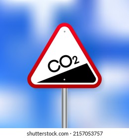 Co 2 emissions in flat style on green background. Simple vector illustration. Vector flat illustration.