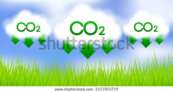 Co 2 emissions in\
flat style on green background. Simple vector illustration. Vector\
flat illustration