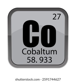 Co 27 highlight. Cobaltum detail 58.933. Twenty seven spelled. Fifty eight point nine three three measure.