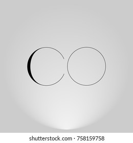 CO Black thin minimalist LOGO Design with Highlight on Gray background.