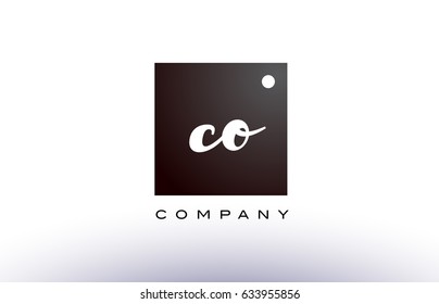 CO C O black white handwritten handwriting alphabet company letter logo square design template dot dots creative abstract