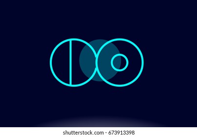 co c o blue line circle letter logo alphabet creative company vector icon design template