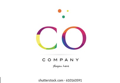 co c o  creative rainbow colors colored alphabet company letter logo design vector icon template