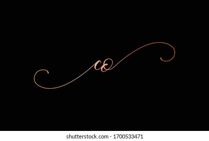 co or c, o Lowercase Cursive Letter Initial Logo Design, Vector Template