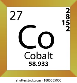 Co Cobalt Chemical Element Periodic Table. Single vector illustration, colorful Icon with molar mass, electron conf. and atomic number for Lab, science or chemistry class.