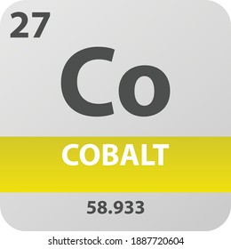 Co Cobalt Transition metal Chemical Element Periodic Table. Single vector illustration, colorful clean style Icon with molar mass and atomic number for Lab, science or chemistry education.