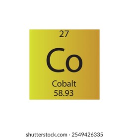 Tabela periódica de elementos químicos de transição de cobalto. Simples ilustração de vetor quadrado plano, simples ícone de estilo limpo com massa molar e número atômico para Lab, ciência ou classe de química.