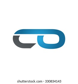 CO company linked letter logo blue