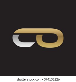 CO company linked letter logo golden silver black background
