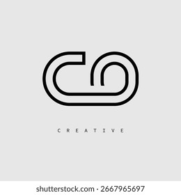 CO Creative Letter Logo – Minimal Line Monogram in Black Outline for Modern Branding Identity Design.
