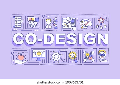 Co design word concepts banner. Increased return on investment. Infographics with linear icons on purple background. Customer insight. Isolated typography. Vector outline RGB color illustration