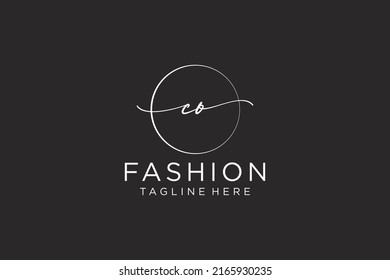 CO Feminine logo beauty monogram and elegant logo design, handwriting logo of initial signature, wedding, fashion, floral and botanical with creative template.