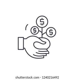 Co financing line icon concept. Co financing vector linear illustration, symbol, sign