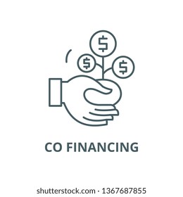 Co financing line icon, vector. Co financing outline sign, concept symbol, flat illustration