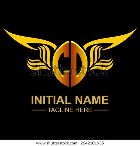 CO Golden Wing Emblem Logo with elegant gold wings, sleek and modern design. Ideal for branding, creative projects, luxury businesses, or artistic ventures.