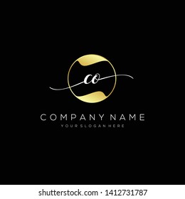 CO handwriting initial logo template vector.