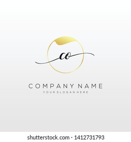 CO handwriting initial logo template vector.