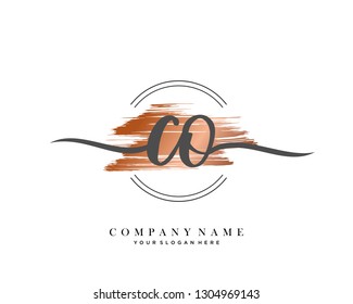 CO handwriting initial  logo vector