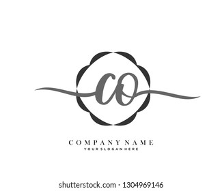 CO handwriting initial  logo vector