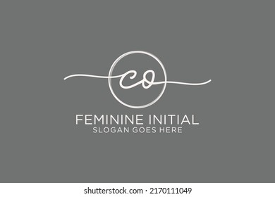 CO-Handschrift Logo mit Kreis-Vorlage Vektorlogo der ersten Signatur, Hochzeit, Mode, Blumen und botanisch mit kreativen Vorlage.