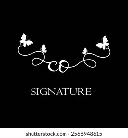 CO Handwritten initial letter, CO simple signature vector logo with butterfly shape variation, beauty, photography letter logo design. C O