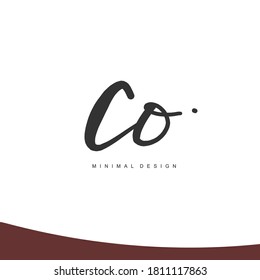 CO Initial handwriting or handwritten logo for identity. Logo with signature and hand drawn style.