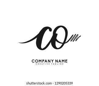 CO Initial Handwriting Logo Template Vector