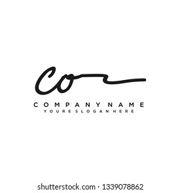 CO  Initial Handwriting logo template vector