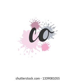 CO  Initial Handwriting logo template vector