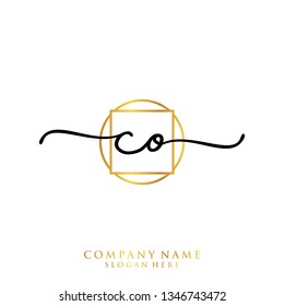 CO Initial handwriting logo template