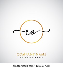 CO Initial Handwriting logo template vector