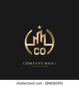 CO Initial Letter Real Estate Luxury house Logo Vector art for Business, Building, Architecture
