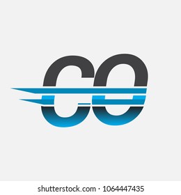 CO initial logo company name colored black and blue, Simple and Modern Logo Design.