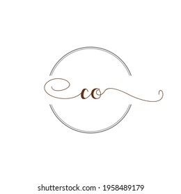 CO Initial Logo Handwriting template letter illustration