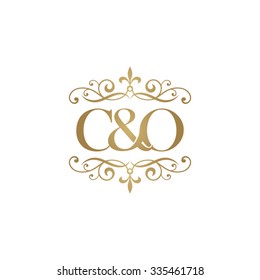 C&O Initial logo. Ornament ampersand monogram golden logo