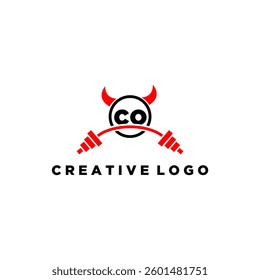 CO initial monogram for fitnes or gym logo with devil style design