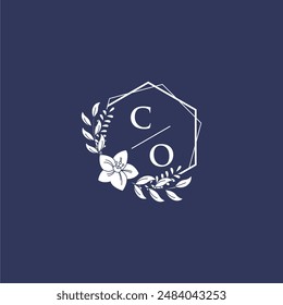 CO initial monogram wedding with creative polygon design