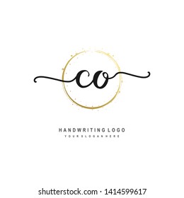 CO initial signature logo. handwriting logo template vector,