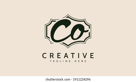 CO Initials, handwriting logo vector