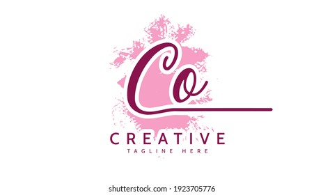 CO Initials, handwriting logo vector