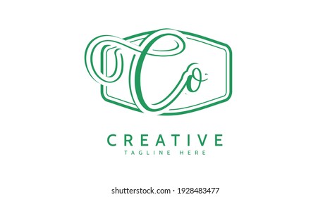 CO Initials, handwriting logo vector