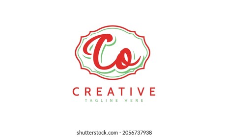Co Initials, handwriting logo vector