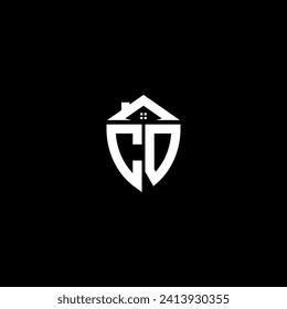 Monograma del logotipo del escudo premium CO iniciales con diseños para el hogar plantillas modernas