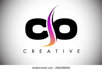CO Letter Logo Design with Creative Shoosh and Modern Look Vector Illusttration. CO Letter Icon Logo with curved shape in the Middle