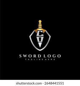CO carta monograma de luxo para escudo e espada estilo imagem