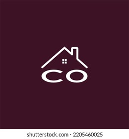 CO letter roof shape logo for real estate with house icon design