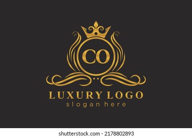 CO Letter Royal Luxury Logo template in vector art for Restaurant, Royalty, Boutique, Cafe, Hotel, Heraldic, Jewelry, Fashion and other vector illustration.